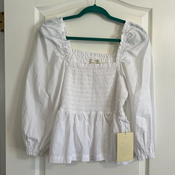 CLOSET CLOSING Trovata Birds of Paradis Alize White Blouse Sz L - Picture 5 of 7